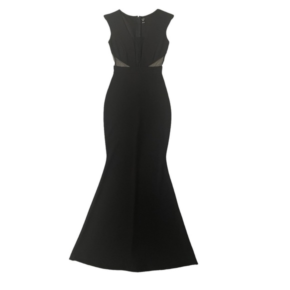 WINDSOR | Long Black Dress with Mesh Cut Out | Size S - Picture 1 of 11